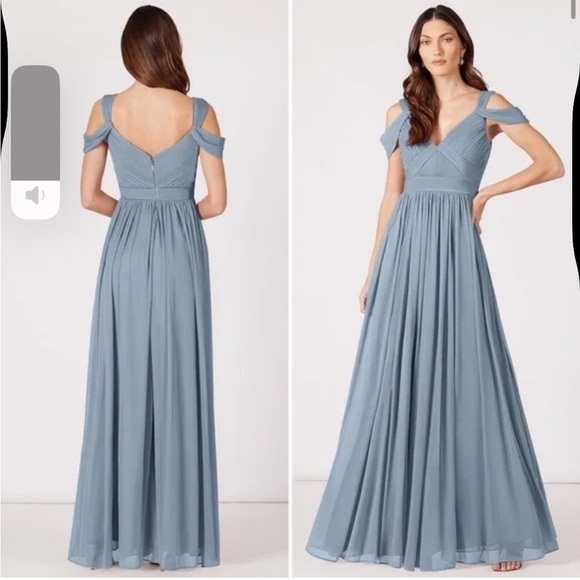 Azazie NWT Stretch-Mesh "Calla" Dusty Blue Bridesmaid Prom Dress Size A2 - Picture 14 of 14